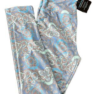 NWT Womens Charlies Project Leggings Blue Teal Paisley Tween JRS 10-Adult 4